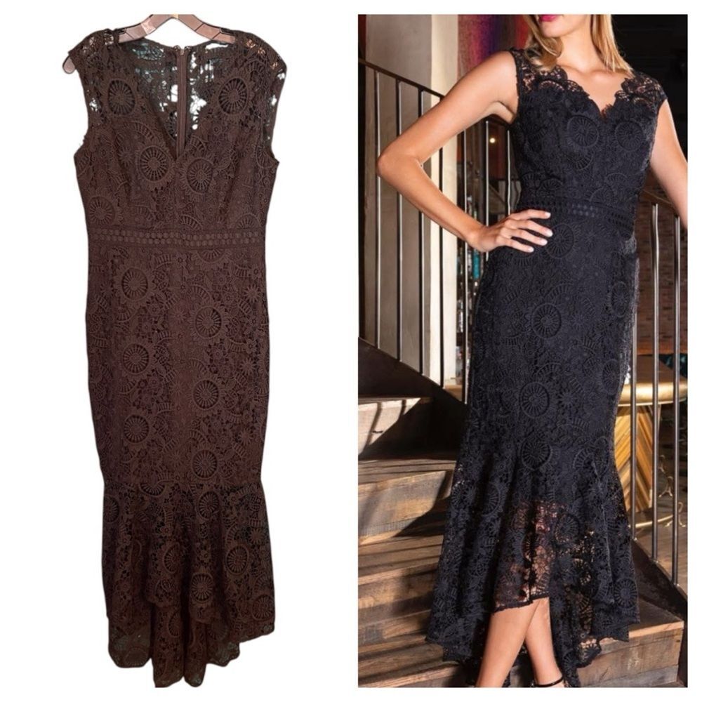 Shoshanna Midnight Regina Lace High/Low Gown – Size 8